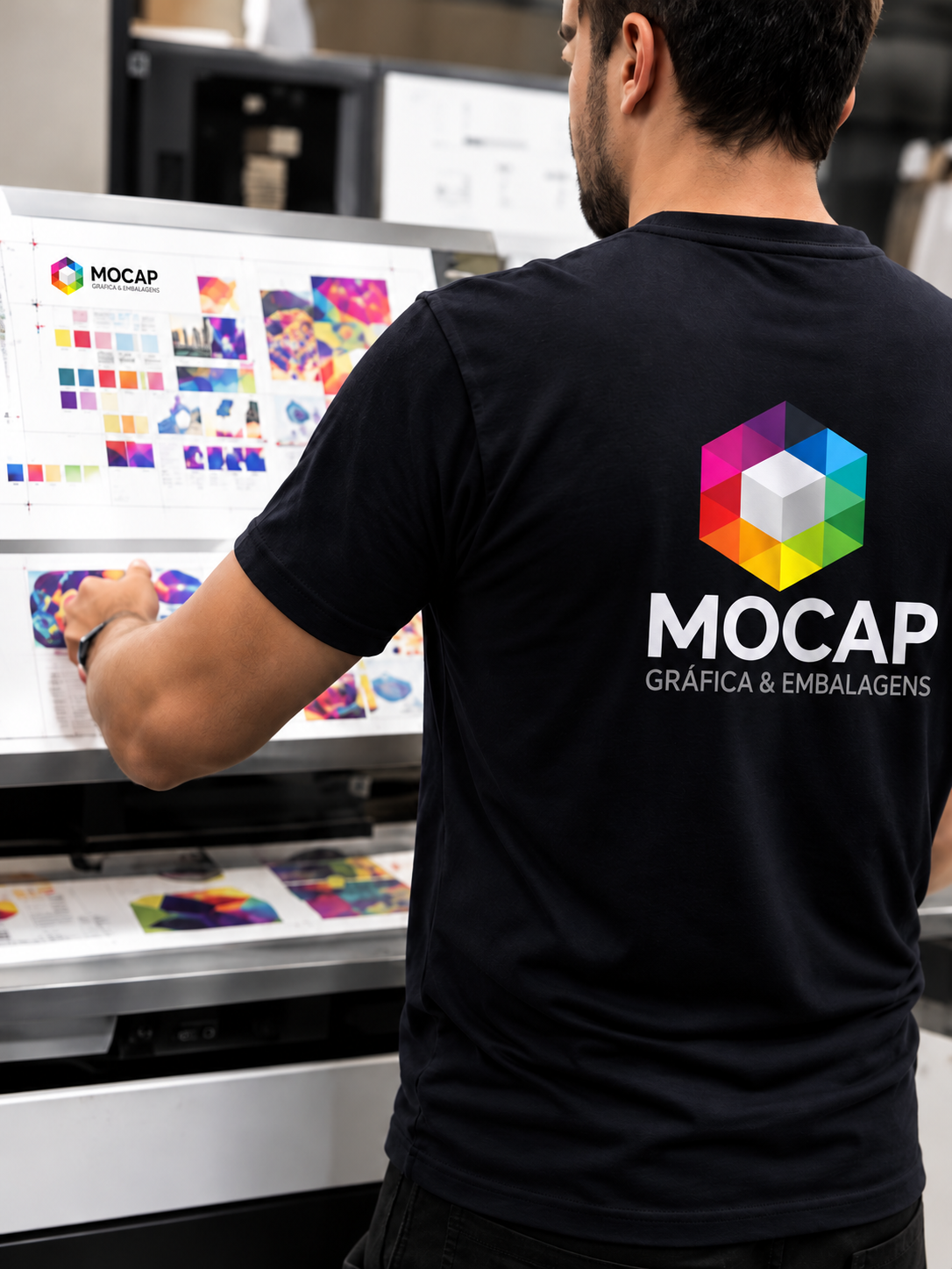 Profissional da Mocap acompanhando a produção gráfica